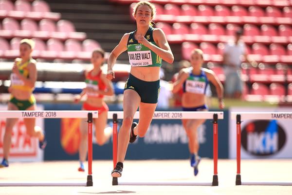 South African Zeney van der Walt in the heats of the 400m hurdles at the IAAF World U20 Championships Tampere 2018 (Getty Images)