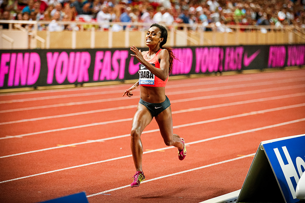 Genzebe Dibaba on her way to breaking the 1500m world record at the IAAF Diamond League meeting in Monaco (Philippe Fitte)