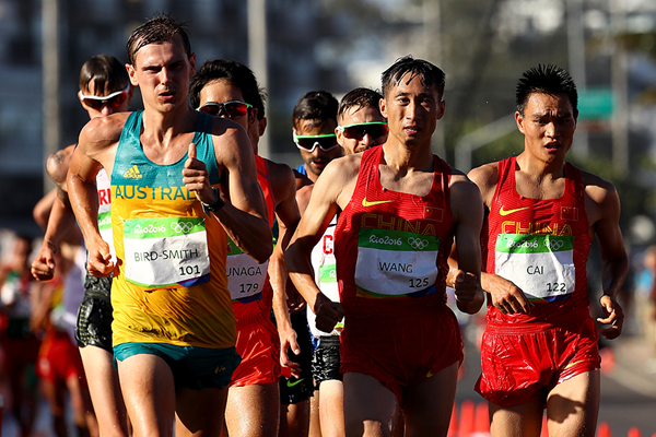 Dane Bird-Smith, Wang Zhen and Cai Zelin in the 20km race walk at the Rio 2016 Olympic Games (Getty Images)