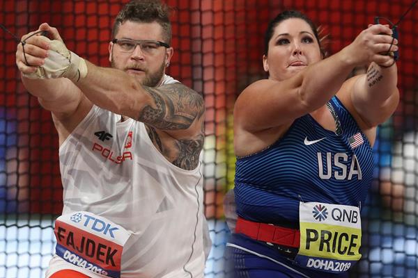 Pawel Fajdek and DeAnna Price, winners of the hammer at the IAAF World Athletics Championships Doha 2019 (Getty Images)