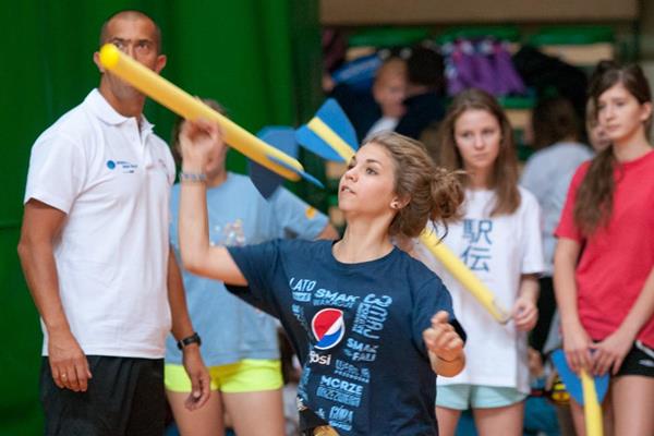 Learning the javelin at the athletics camp in Warsaw (Organisers)