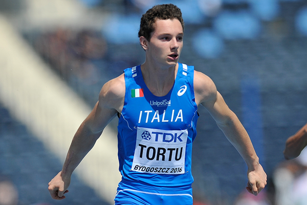 Il velocista italiano Filippo Tortu ai Campionati mondiali UAF IAAF Bydgoszcz 2016 (Getty Images)