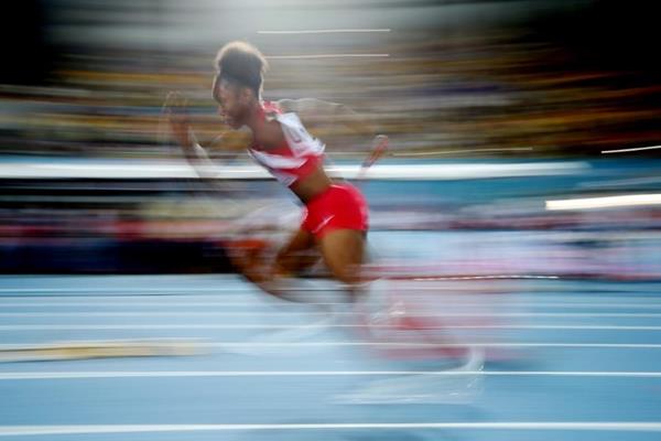 Tianna Bartoletta in the 4x100m at the IAAF/BTC World Relays, Bahamas 2015 (Getty Images)