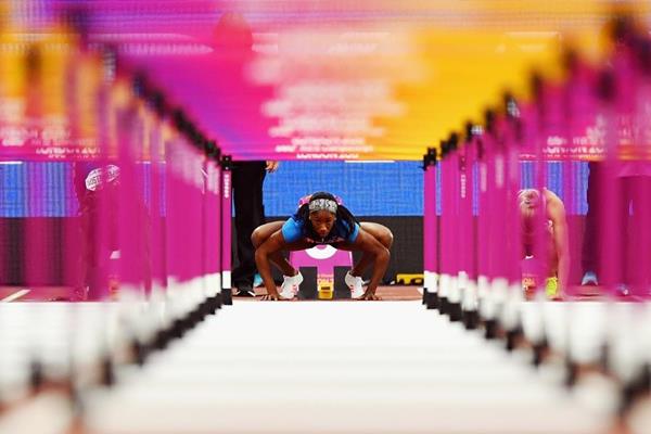 Kendra Harrison in the 100m hurdles semi flnals at the IAAF World Championships London 2017 (Getty Images)