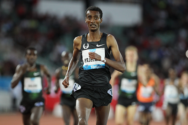 Yomif Kejelcha wins the 3000m at the IAAF Diamond League meeting in Rabat (Jean-Pierre Durand)