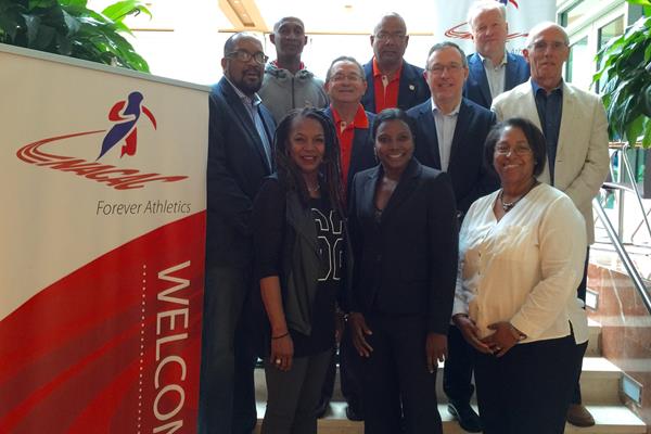 NACAC AA Executive Council at its February 2016 meeting, with IAAF Interim CEO/General Secretary Jean Gracia (centre) (NACAC)