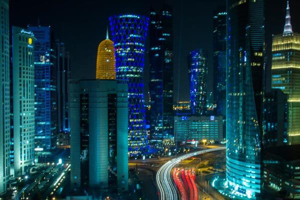 Doha nightscape from the Marriott Marquis (Bob Ramsak)