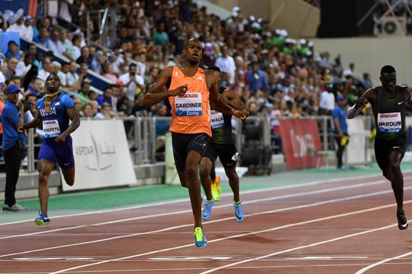 Steven Gardiner wins the 400m at the IAAF Diamond League meeting in Doha (Hasse Sjogren)