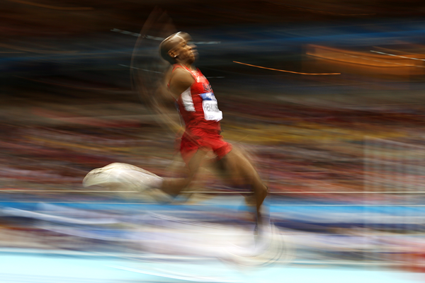 Jeffery Henderson in the long jump at the IAAF World Indoor Championships (AFP / Getty Images)
