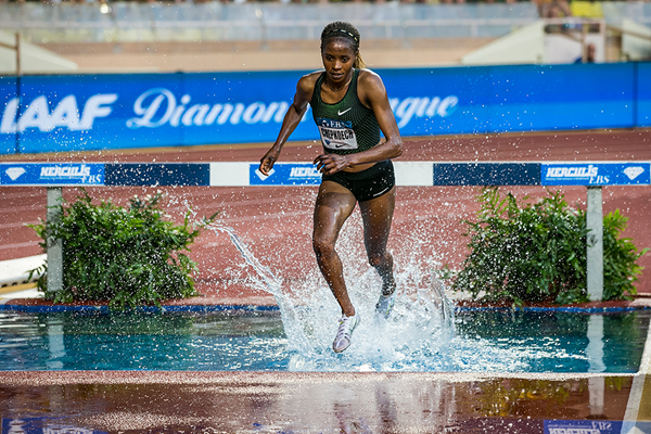 Beatrice Chepkoech on her way to winning the steeplechase at the IAAF Diamond League meeting in Monaco (Philippe Fitte)