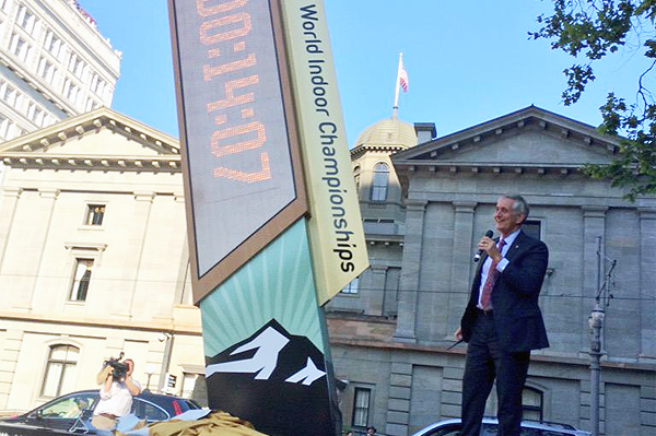 Countdown clock for the IAAF World Indoor Championships, Portland 2016 (Portland 2016 LOC)