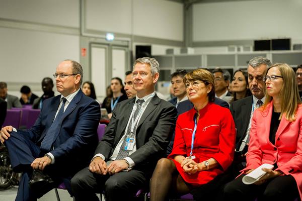 HSH Prince Albert of Monaco (l) at the panel 'Sports for Climate Action' at COP24 in Katowice (cop24.gov.pl)