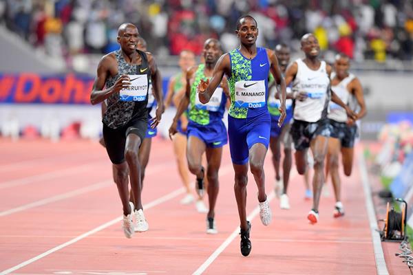 Elijah Manangoi wins the 1500m at the IAAF Diamond League meeting in Doha (Jiro Mochizuki)