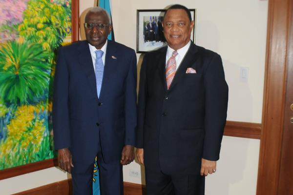 IAAF President Lamine Diack and The Prime Minister of The Bahamas The Rt. Hon. Perry Gladstone Christie and  (Peter Ramsay, PMO Photographer)