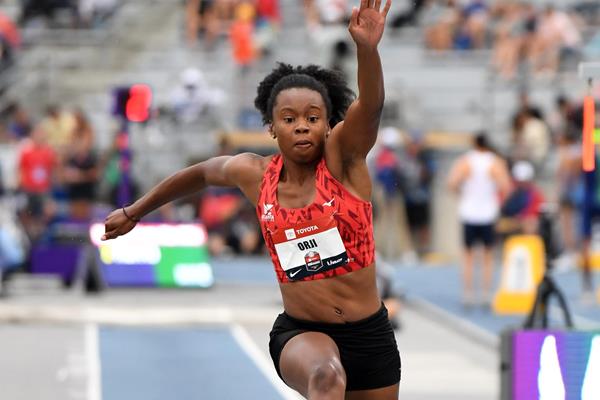Keturah Orji sails to a fourth successive US title in the triple jump (Kirby Lee)