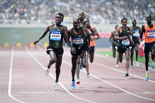 Birhanu Balew wins the 5000m at the IAAF Diamond League meeting in Shanghai (Errol Anderson)
