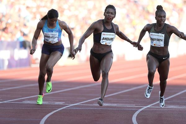 Murielle Ahoure wins the Oslo 100m (Giancarlo Colombo)