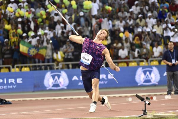 Thomas Rohler scatena la sua bomba di 93,90 m a Doha (Hasse Sjogren / Jiro Mochizuki)