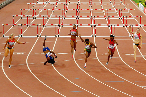 Danielle Williams wins the 100m hurdles at the IAAF World Championships Beijing 2015 (Getty Images)