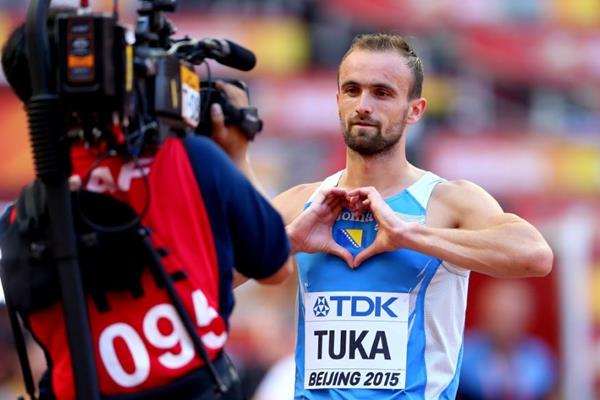 Amel Tuka lines up for the 800m at the IAAF World Championships, Beijing 2015 (Getty Images)
