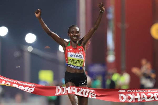 Women's marathon winner Ruth Chepngetich in Doha (Getty Images)