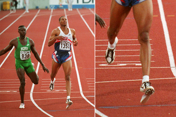 Quincy Watts in the 400m at the 1993 IAAF World Championships in Stuttgart (Getty Images)