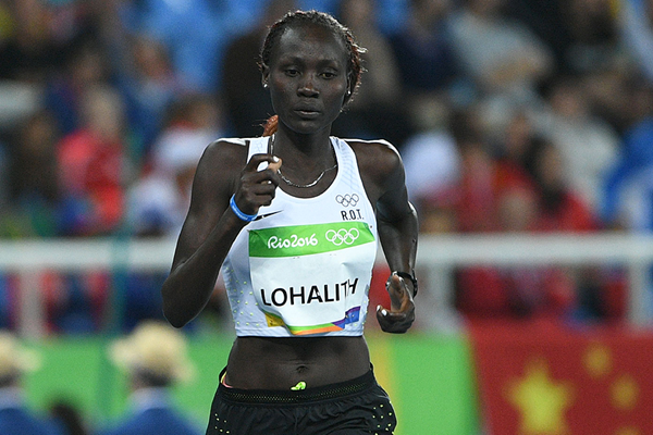 Anjelina Nadai Lohalith of the Refugee Olympic Team in the 1500m at the Rio 2016 Olympic Games (AFP / Getty Images)