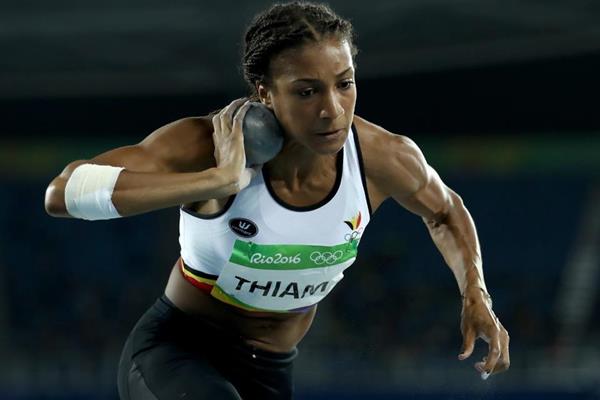 Nafissatou Thiam in the heptathlon shot put at the Rio 2016 Olympic Games (Getty Images)