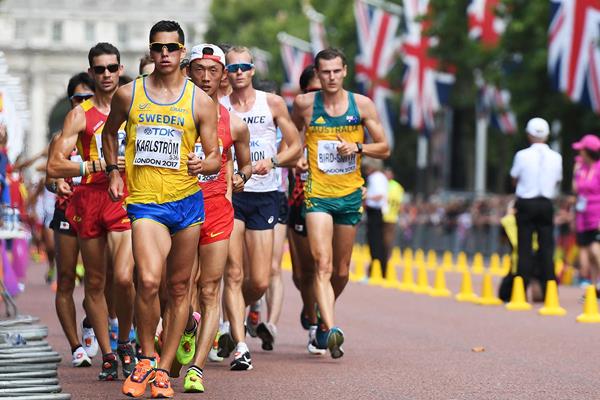 Sweden's Perseus Karlstrom in the 20km race walk at the IAAF World Championships (AFP / Getty Images)