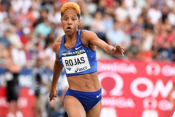 Triple jump winner Yulimar Rojas at the IAAF Diamond League meeting in Paris (Gladys Chai von der Laage)