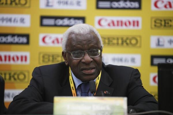 IAAF President Lamine Diack at the press conference for the IAAF World Cross Country Championships, Guiyang 2015 (Getty Images)