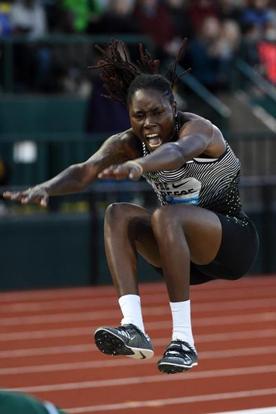 Brittney Reese at the 2016 IAAF Diamond League meeting in Eugene (Kirby Lee)