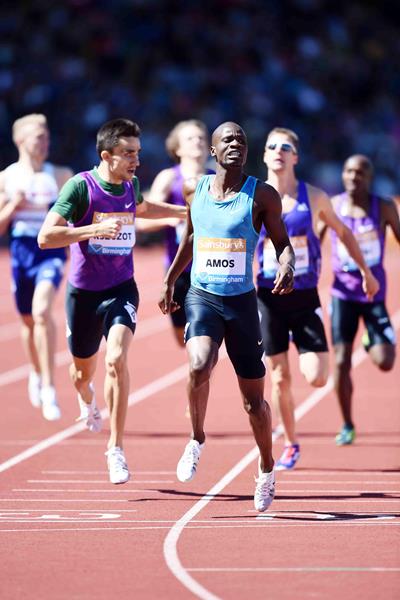 Nijel Amos wins the 800m at the 2015 IAAF Diamond League in Birmingham (Jean-Pierre Durand)
