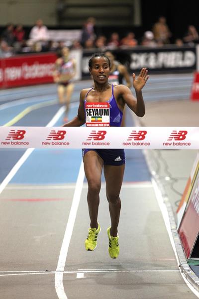 Dawit Seyaum at the 2016 New Balance Indoor Grand Prix meeting in Boston (Andrew McClanahan)