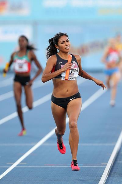 USA's Brenda Martinez in the 4x800m at the IAAF World Relays in Nassau (Getty Images)