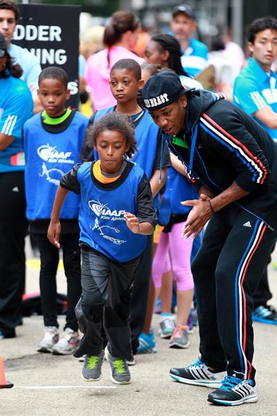 Yohan Blake at the IAAF / Nestlé Kids’ Athletics in New York, June 2014 (Victah Sailer / IAAF)