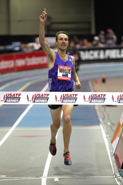 Nick Willis at the 2016 New Balance Indoor Grand Prix meeting in Boston (Andrew McClanahan)