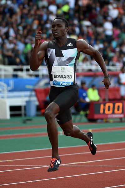 Alonso Edward en route to victory in the 200m at the IAAF Diamond League meeting in Rabat (Kirby Lee)