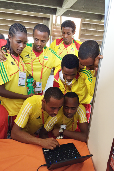 The IAAF's outreach stand at the IAAF World Youth Championships, Cali 2015 (IAAF)