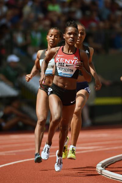 Faith Kipyegon at the 2016 IAAF Diamond League meeting in Eugene (Kirby Lee)