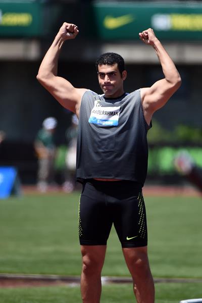 Ihab Abelrahman at the 2016 IAAF Diamond League meeting in Eugene (Kirby Lee)