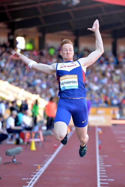 Greg Rutherford at the 2015 IAAF Diamond League in Birmingham (Jean-Pierre Durand)