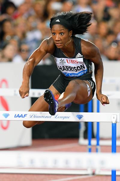 Kendra Harrison in the 100m hurdles at the 2016 IAAF Diamond League meeting in Lausanne (Gladys von der Laage)