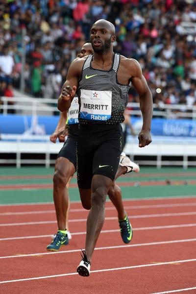 LaShawn Merritt in the 400m at the IAAF Diamond League meeting in Rabat (Kirby Lee)
