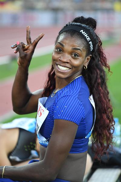 Caterine Ibarguen at the 2016 IAAF Diamond League meeting in Lausanne (Gladys von der Laage)