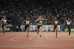 Elaine Thompson wins the 200m at the IAAF Diamond League meeting in Zurich (Jean-Pierre Durand)