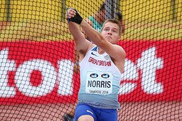 Jake Norris of Great Britain spins to hammer gold at the IAAF World U20 Championships Tampere 2018 (Getty Images)