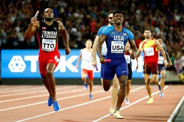 The end of the men's 4x400m at the IAAF World Championships London 2017 (Getty Images)