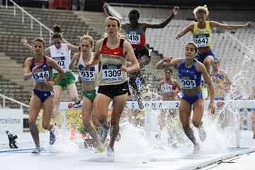 General view of the Women's 3000 metre Steepechase qualification heat on the day one of the 14th IAAF World Junior Championships in Barcelona (Getty Images)