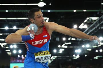 Filip Mihaljevic in the shot put at the World Indoor Championships Portland 2016 (Getty Images)